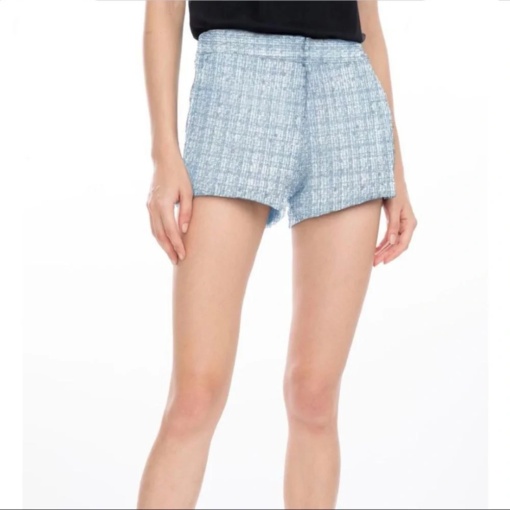 🆕 Generation Love Faye Tweed Knit Shorts Light Blue Multi With Pockets - Picture 1 of 13